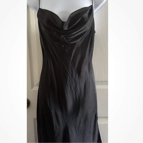 Y2K Victoria’s Secret Silk Black Draped Bias Cut Vintage Mini Gown Slip Dress M